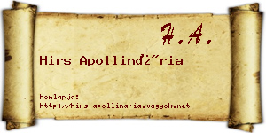 Hirs Apollinária névjegykártya